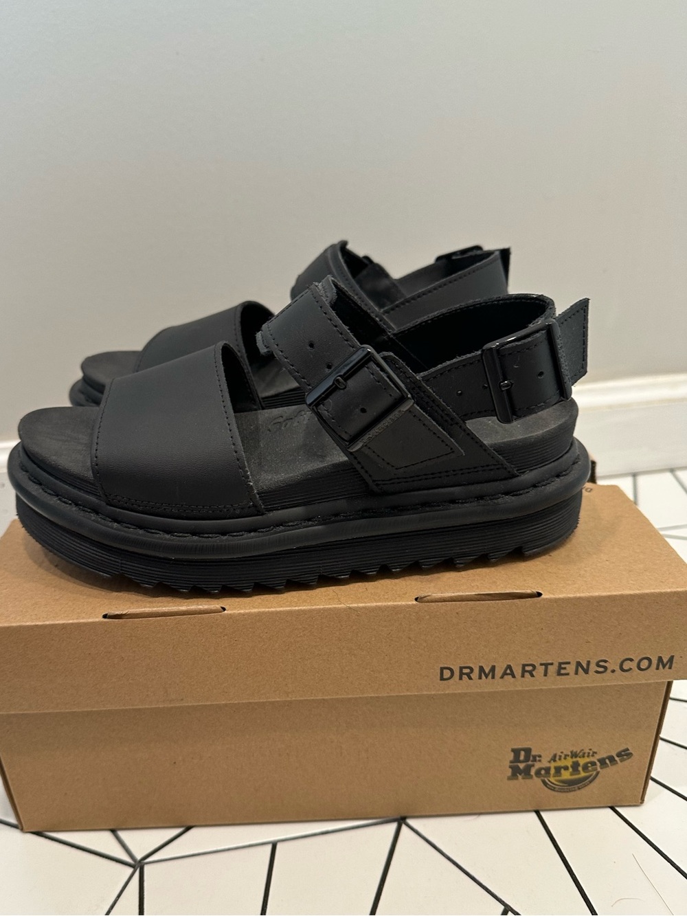 Dr. Martens Women’s Voss Black Platform Buckle Sandals